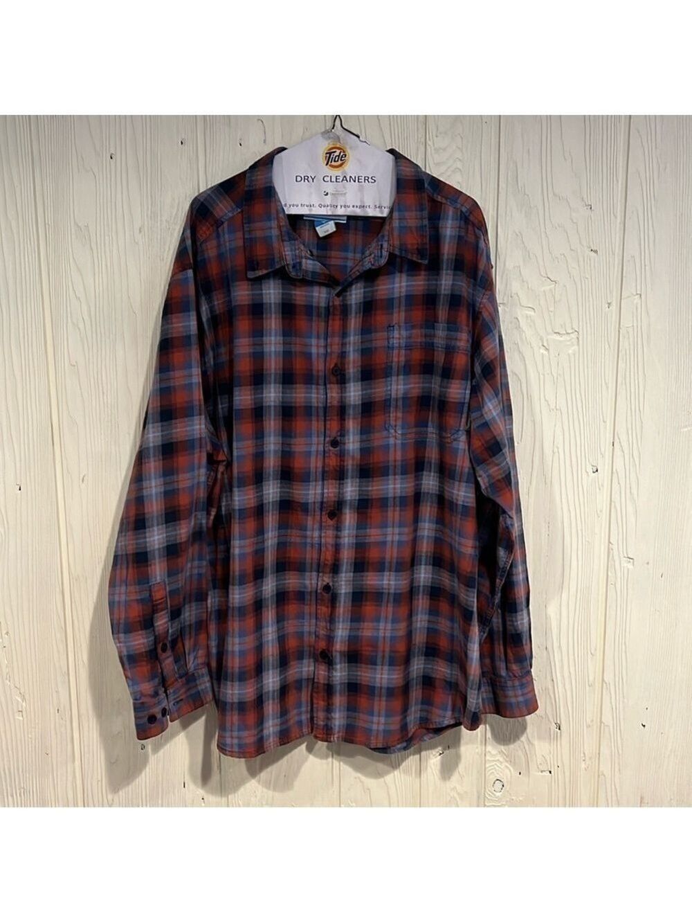 Columbia Plaid Cotton Long Sleeve Button Down Men's Shirt XXL